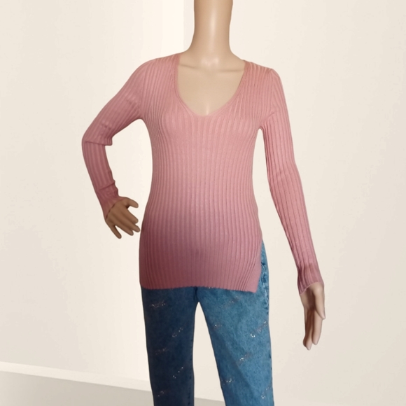 FASHION NOVA Giving Me The Feels-Mauve Knit Sweater Dusty Pink - Picture 5 of 16